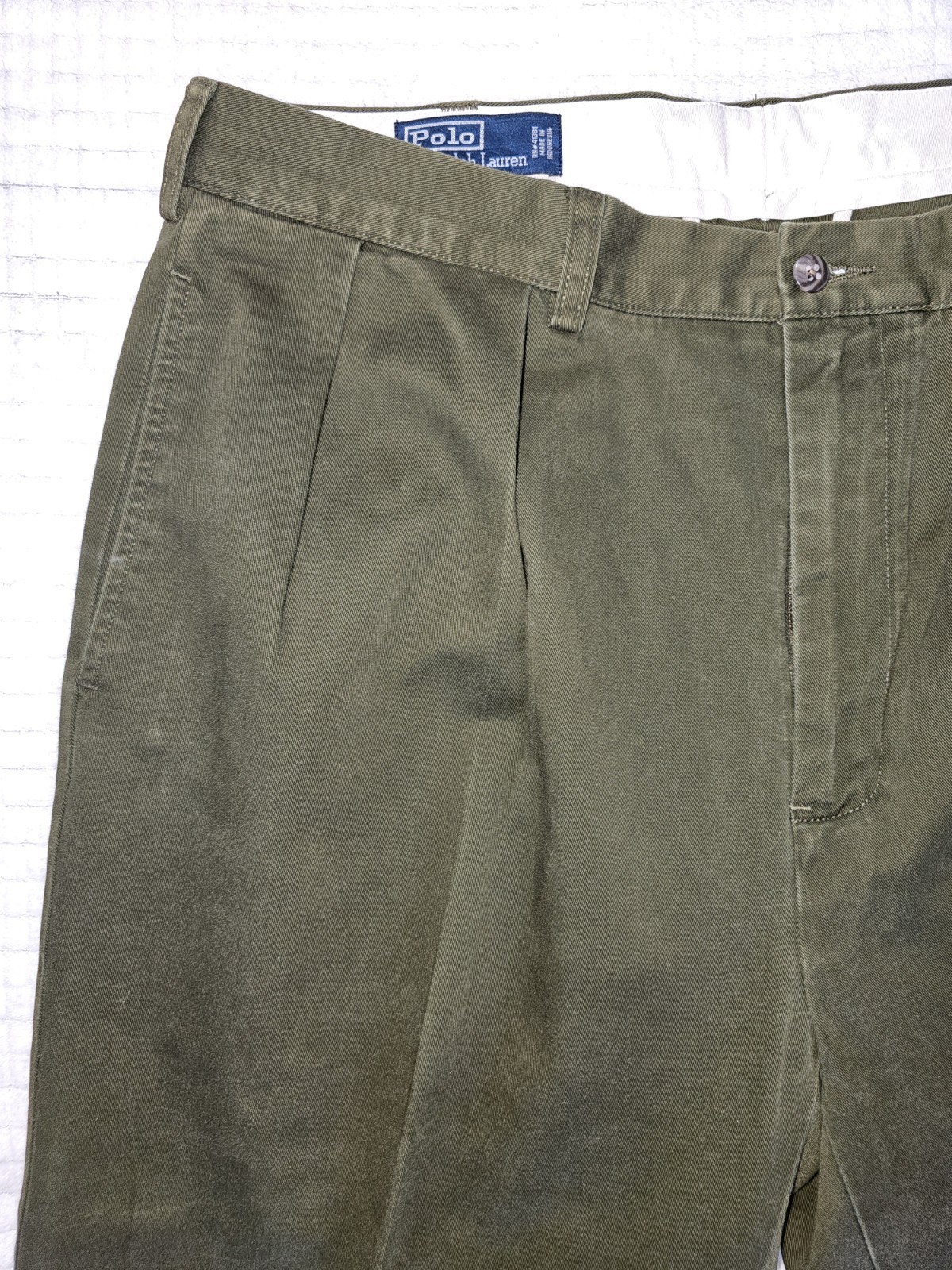 Polo Ralph Lauren Men’s Dark Green Pleated Andrew Pants 100% Cotton 36×30