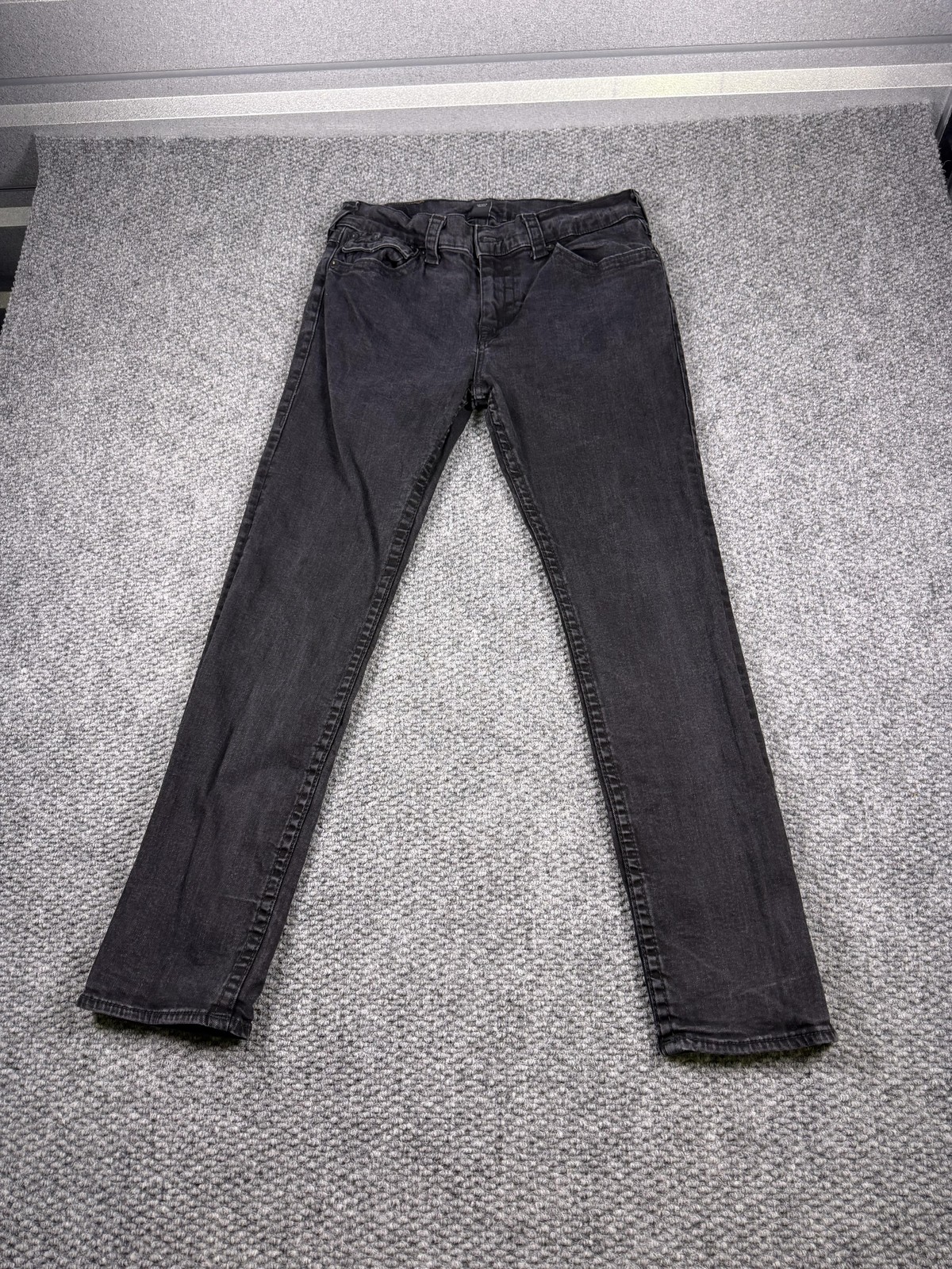 True Religion Rocco Jeans Mens 32×32 Gray Charcoal Relaxed Skinny Flap Pockets