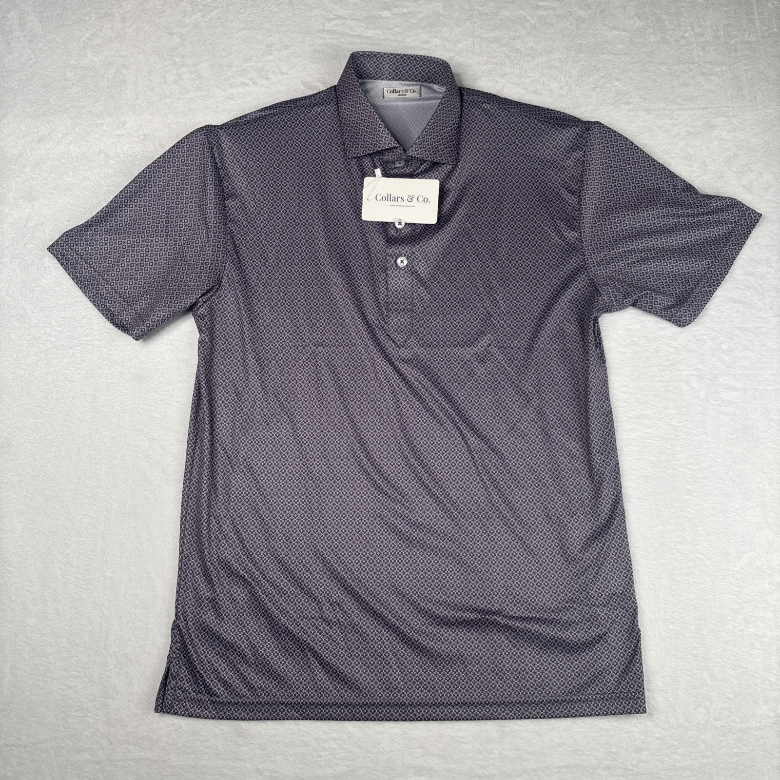 Collars and Co NWT Semi-Spread Collar Polo Crest Point Grey And Pink – Size M