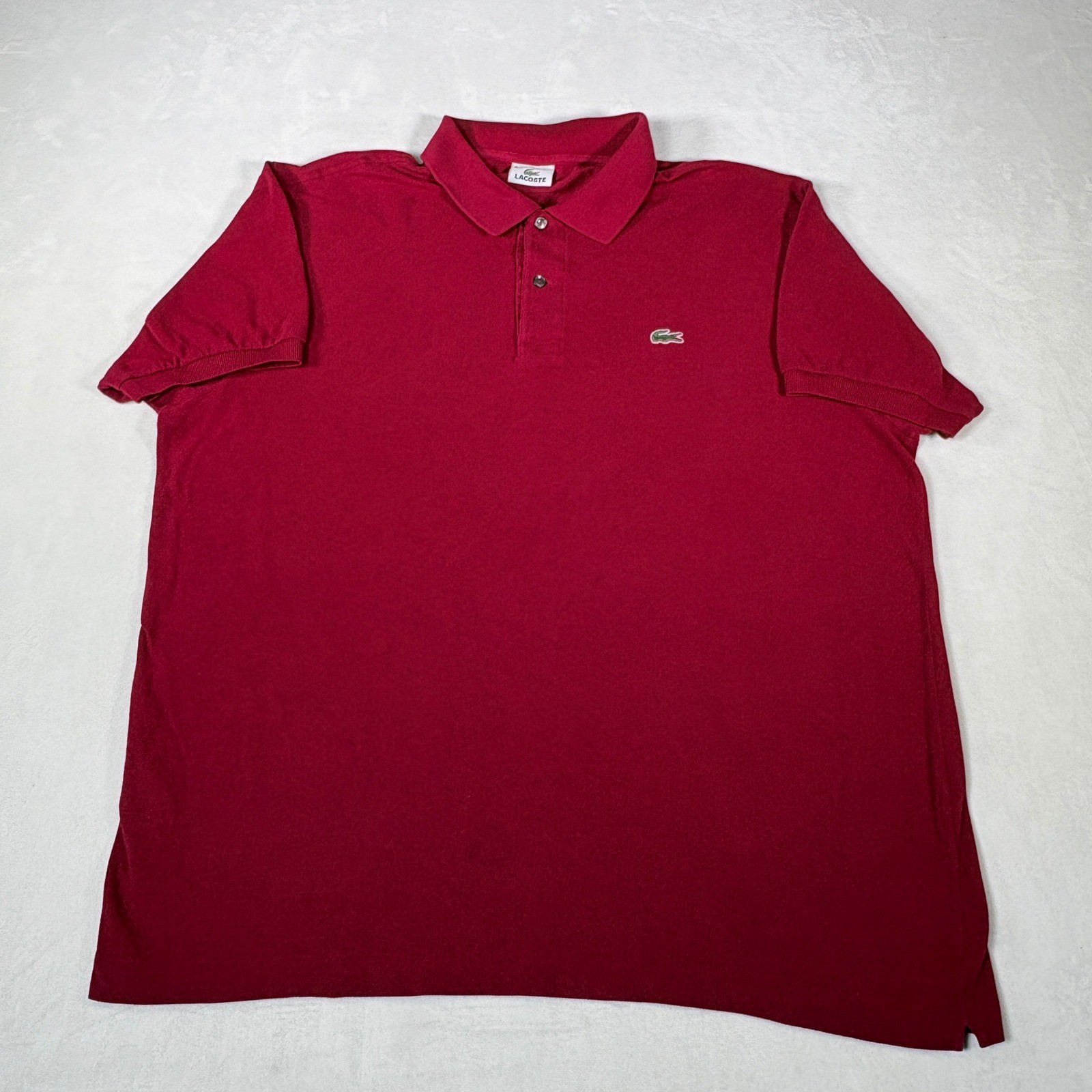 Lacoste Mens Burgundy Red Plum Pique Short Sleeve Polo Shirt Size 8 XXL