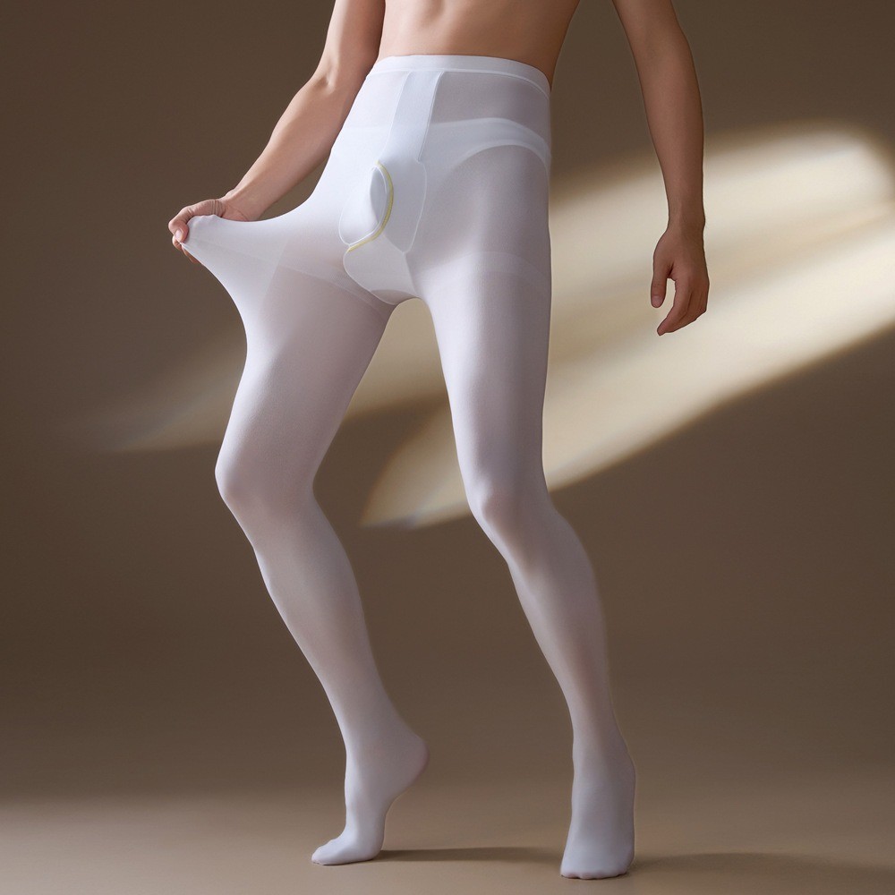 Men’s 80D Velvet High Elastic Opaque Pantyhose Open Fly Underwear Tights Hosiery