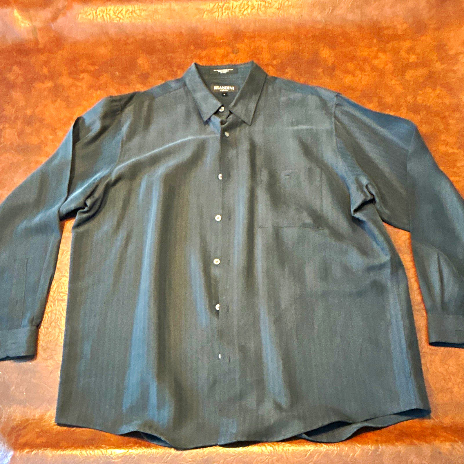 Brandini Men’s XL Black Striped Dress Shirt Long Sleeve Button-Front