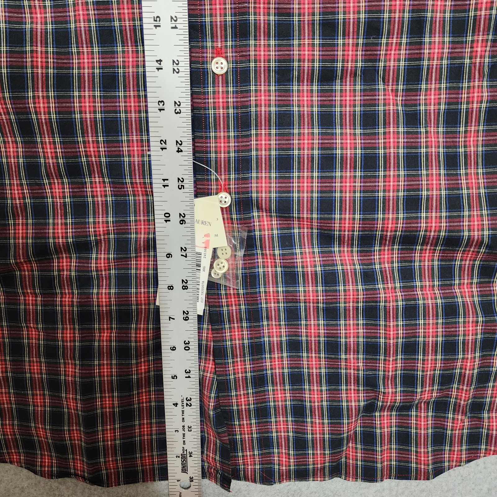 Ralph Lauren Blake Two-Ply Cotton Men’s Sueded Broadcloth XXL Long Sleeve Plaid