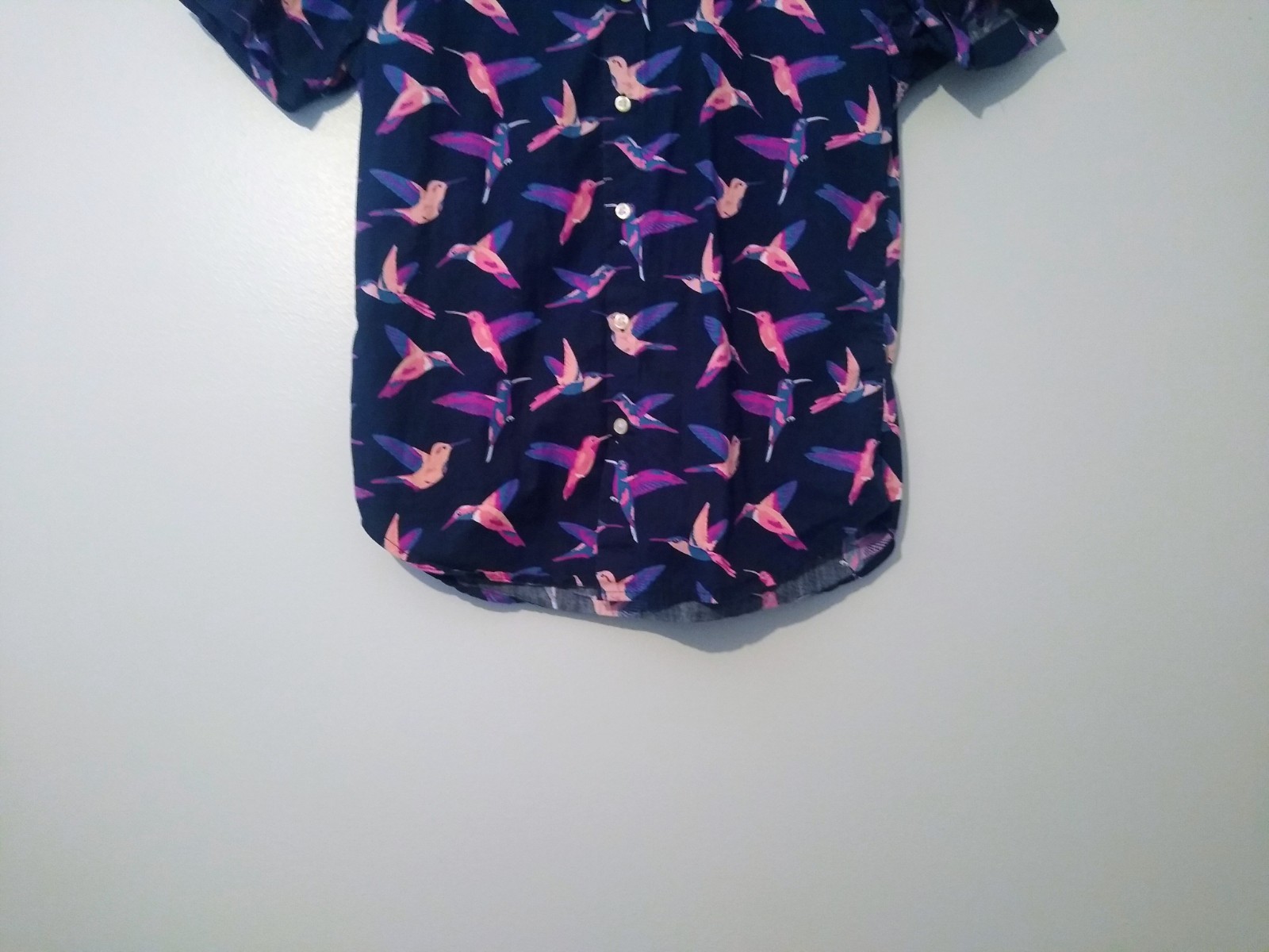 Bonobos Sports Shirt XS Hummingbird Maritime Blue Print Standard Fit Fun Summer