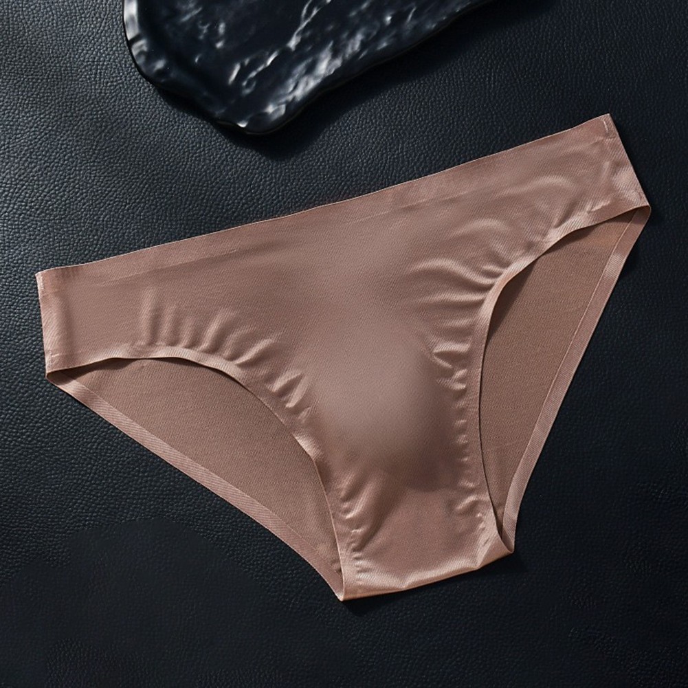 Thin Ice Silk Briefs for Men Seamless Low Rise 3D Bulge Pouch Underwear