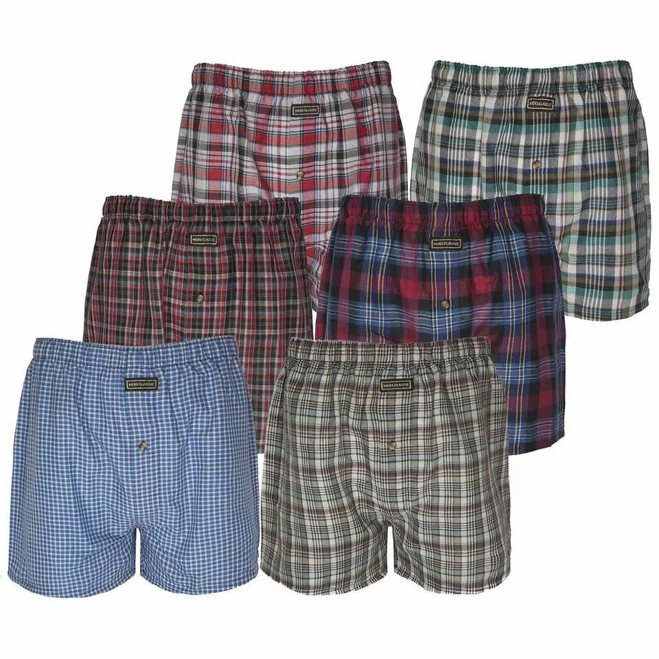 3 6 or 12 Pairs Mens Woven Boxer Shorts Cotton Rich Underwear Briefs S M L 2XL