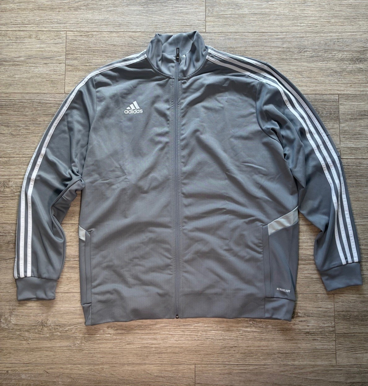 Adidas XL Gray Climalite Track Jacket Full Zip Long Sleeve Activewear