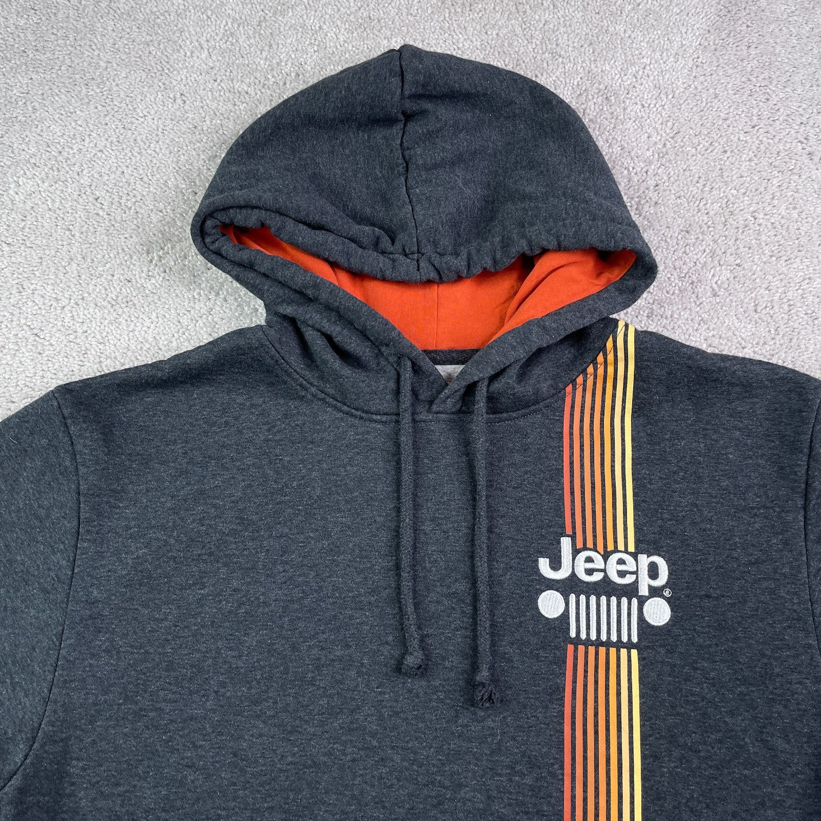 JEEP Hoodie Mens Medium Grey Wrangler Logo Pullover Sweatshirt Jedco