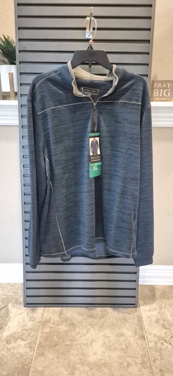 Pebble Beach Men XL Dry-Lux Performance 1/4 Zip all sports Pullover Blue GAM2