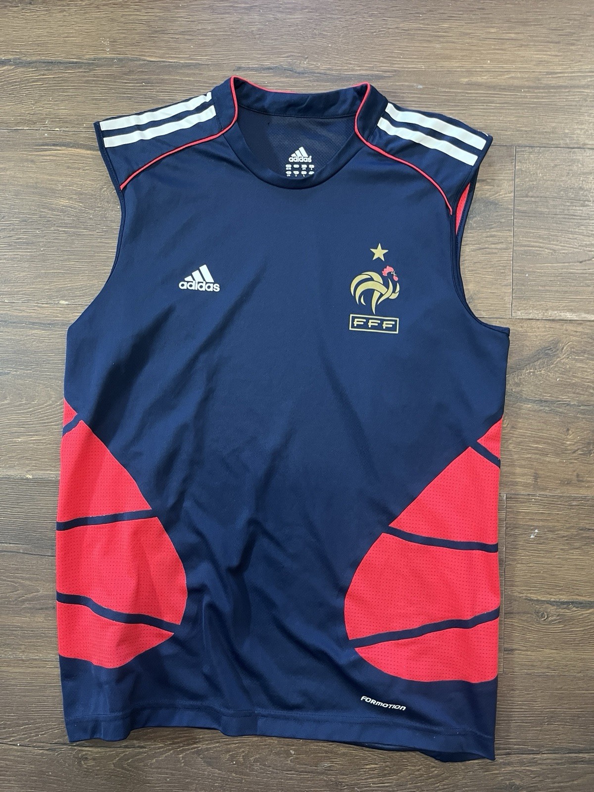 Adidas France Football Soccer Team 2008-09 UEFA Training Vest Shirt Mens Medium