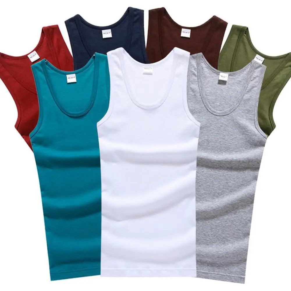 Hot Sale Men’s Sleeveless Breathable Fitness Vest Basic Elastic Tank Top