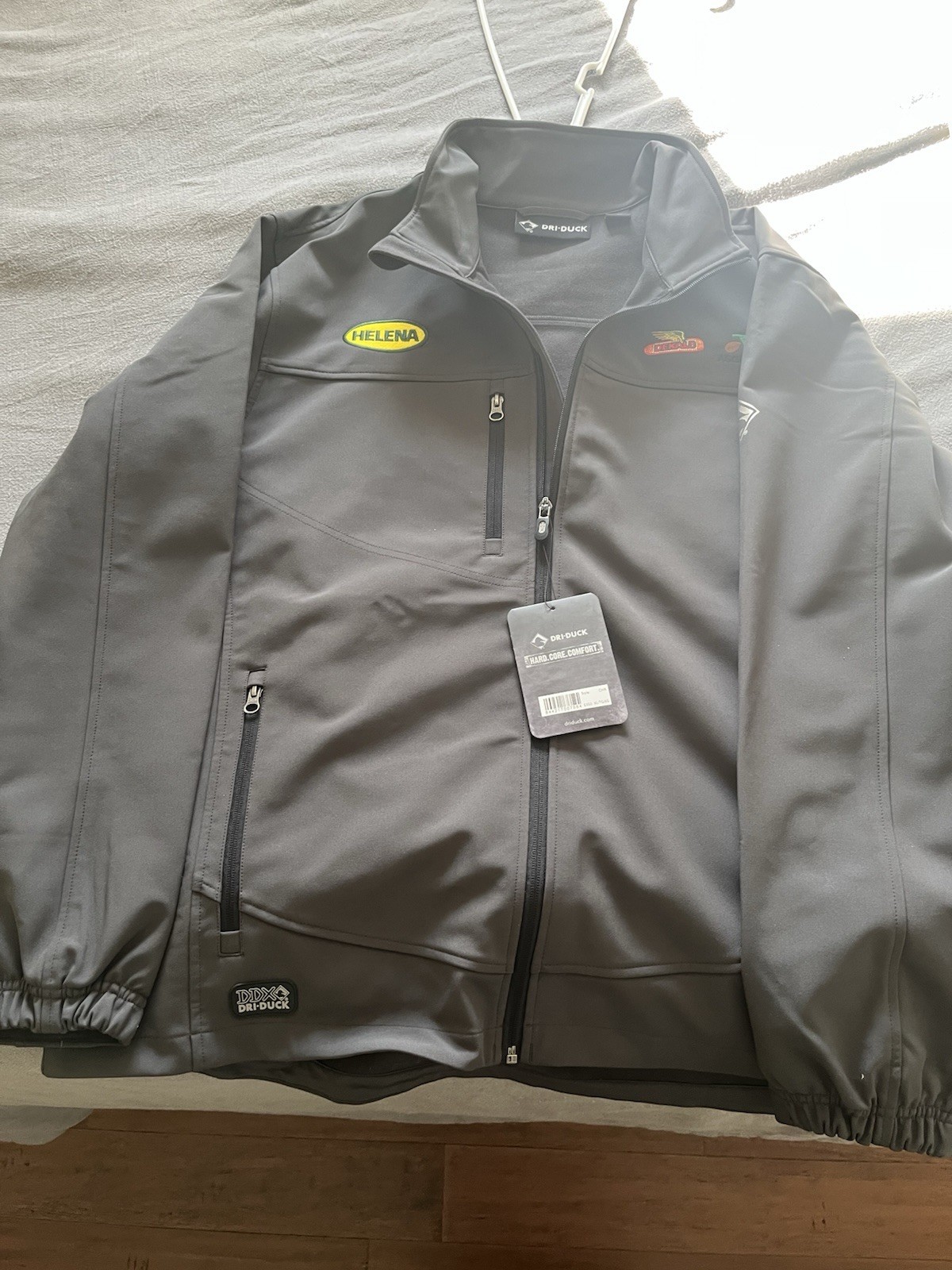DRI-DUCK Men’s XL Gray Softshell Full Zip Jacket Water/Wind Resistant Stretch