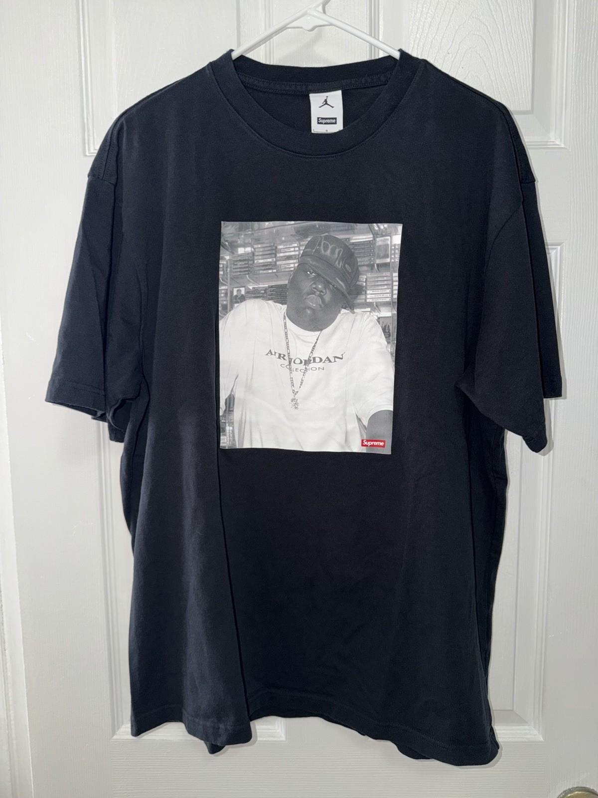 Supreme x Air Jordan Biggie Smalls Black T-Shirt Size L