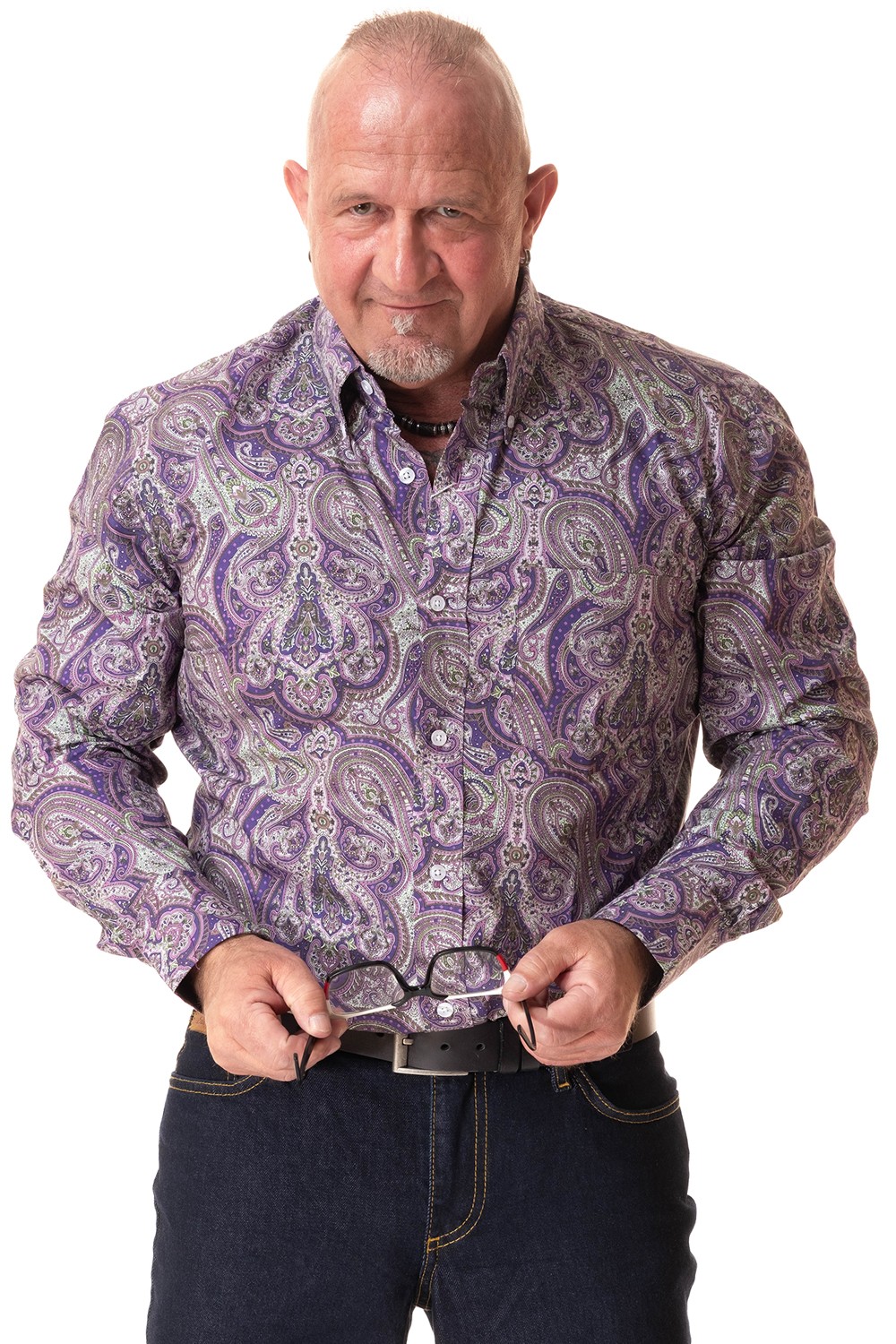 Relco Men’s Paisley Long Sleeve Shirt Purple
