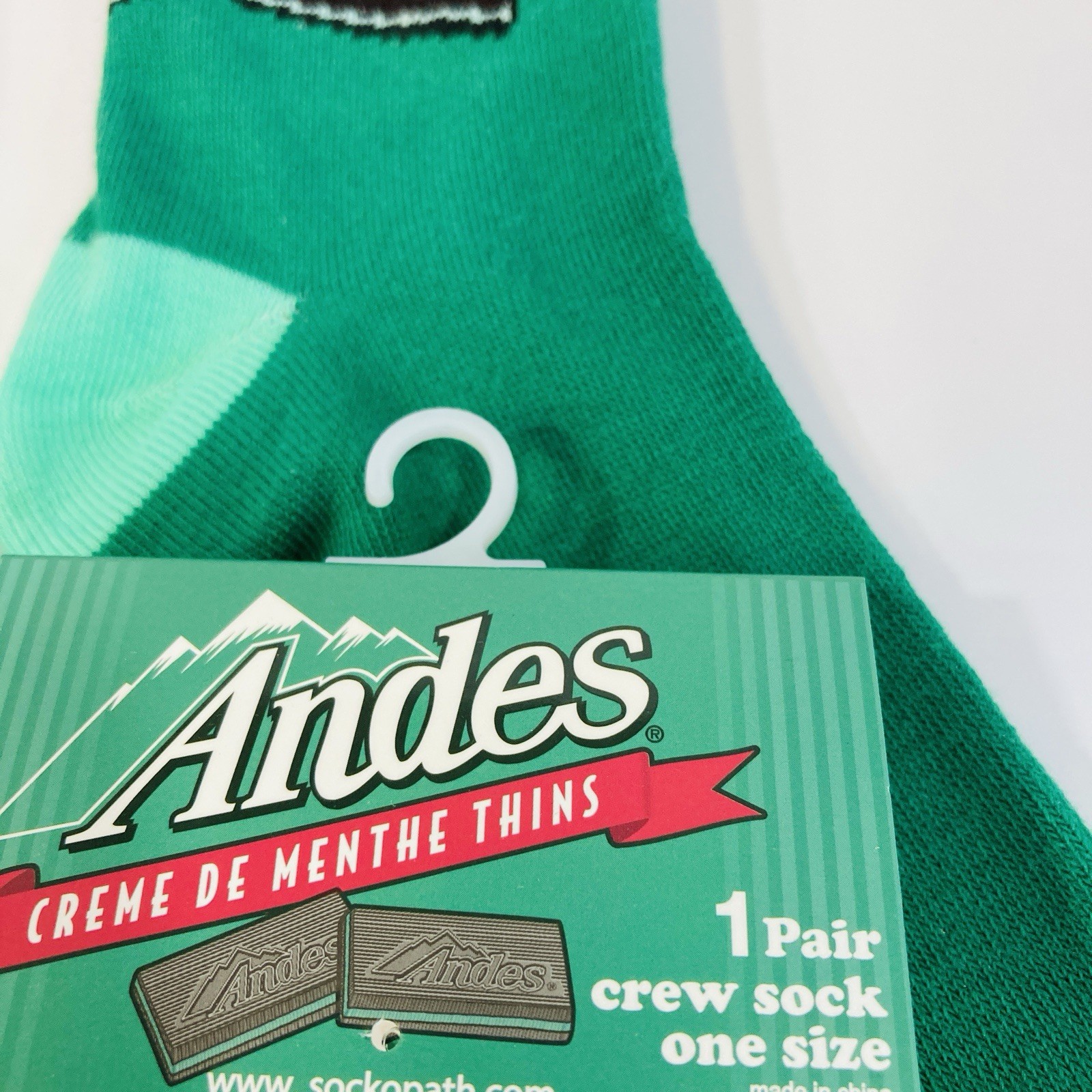 new ANDES MINTS SOCKS Green retro candy men/women ADULT CREW OSFM