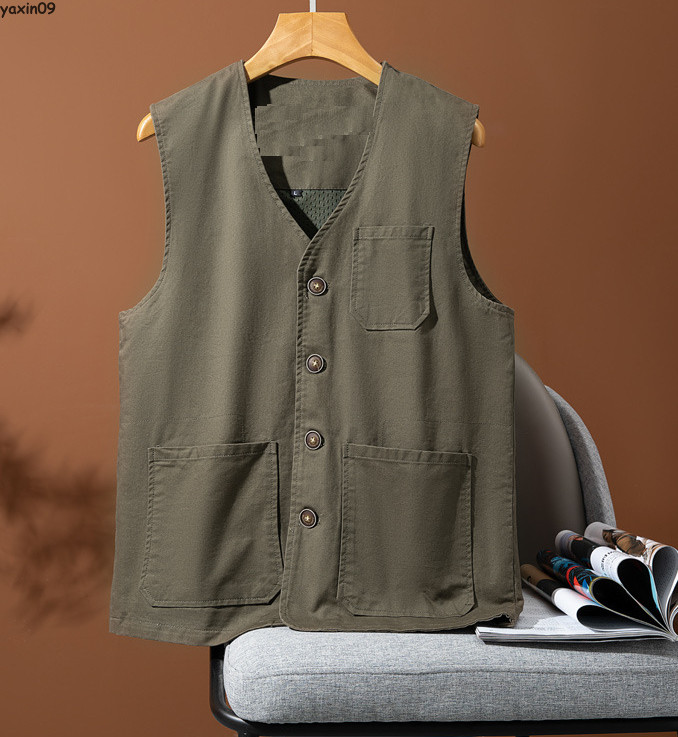 Men Travel Vest Casual Outdoor Multi-Pocket Fishing Hiking Cotton Work Waistcoat