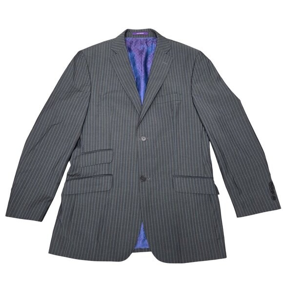 Ted Baker Blazer Grey Pinstriped Wool Single Breasted Size 40R