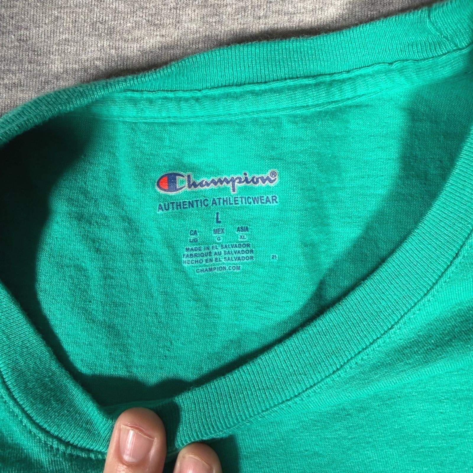 Champion Men’s Large Green Crew Neck T-Shirt Authentic Athleticwear