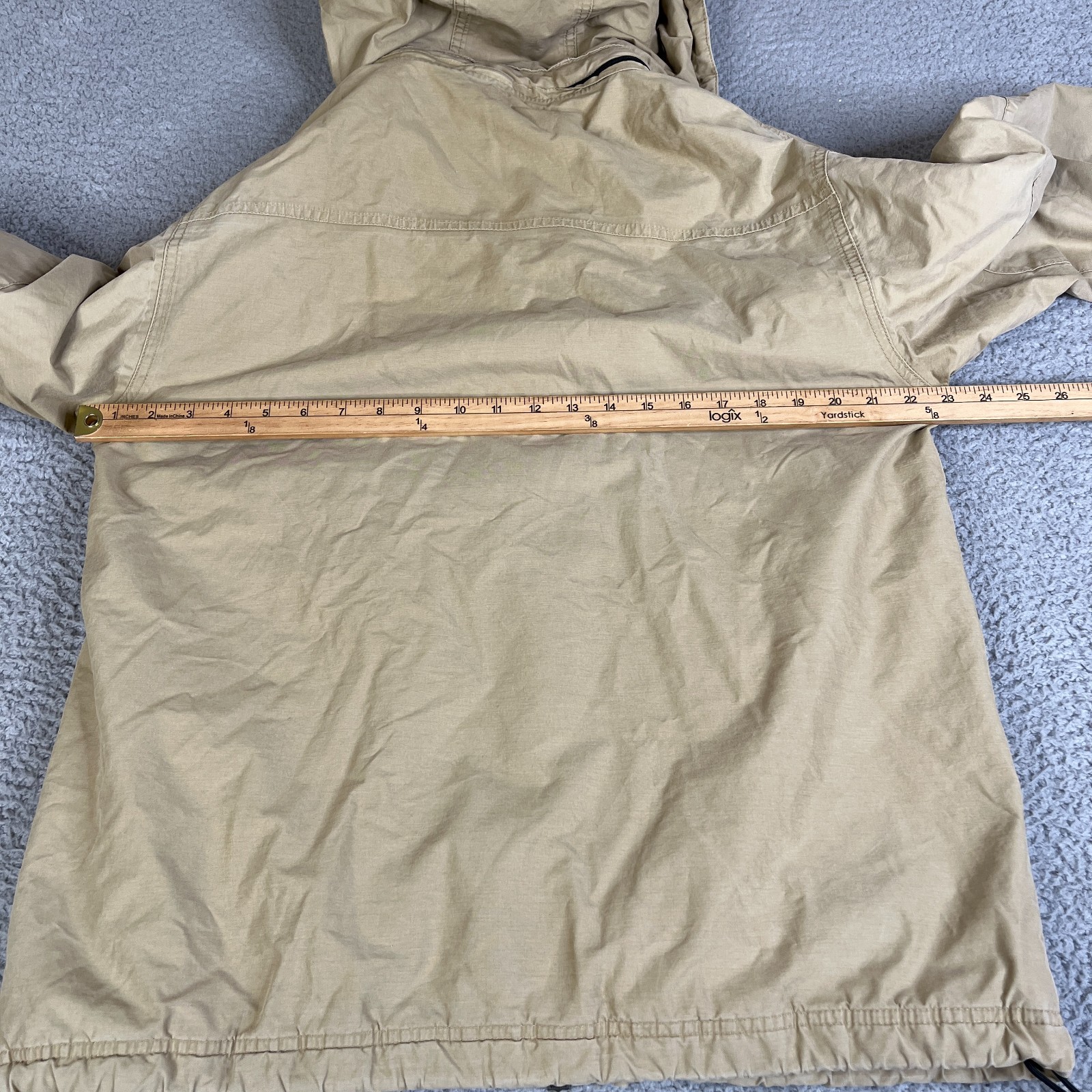 Timberland Stratham Issue Jacket Men Small Tan Khaki Removable Hood Full Zip