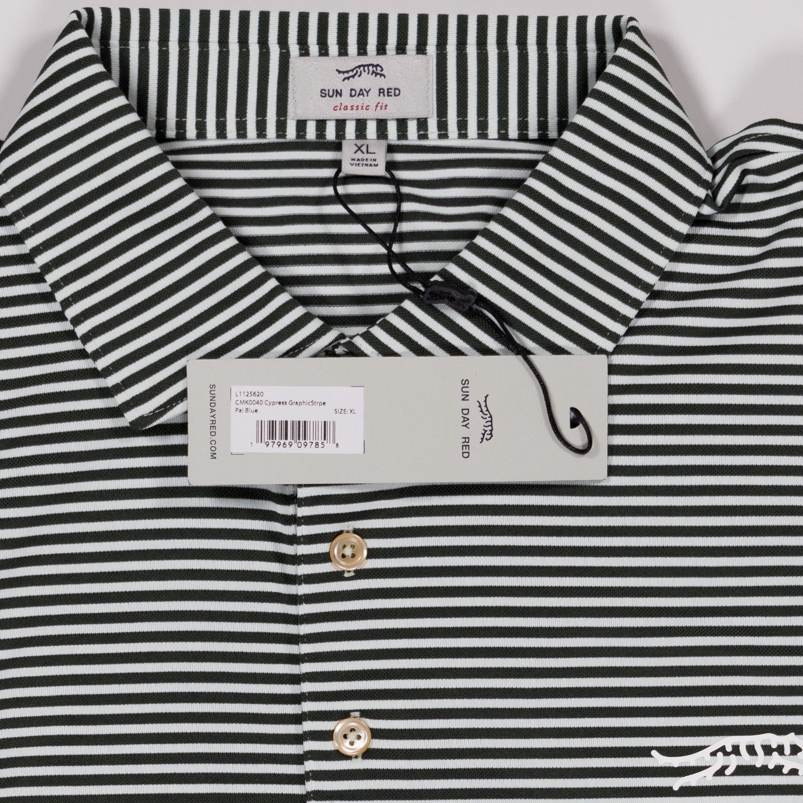 Sun Day Red Cypress Graphic Stripe Polo XL Pale Blue NWT Tiger Woods Golf