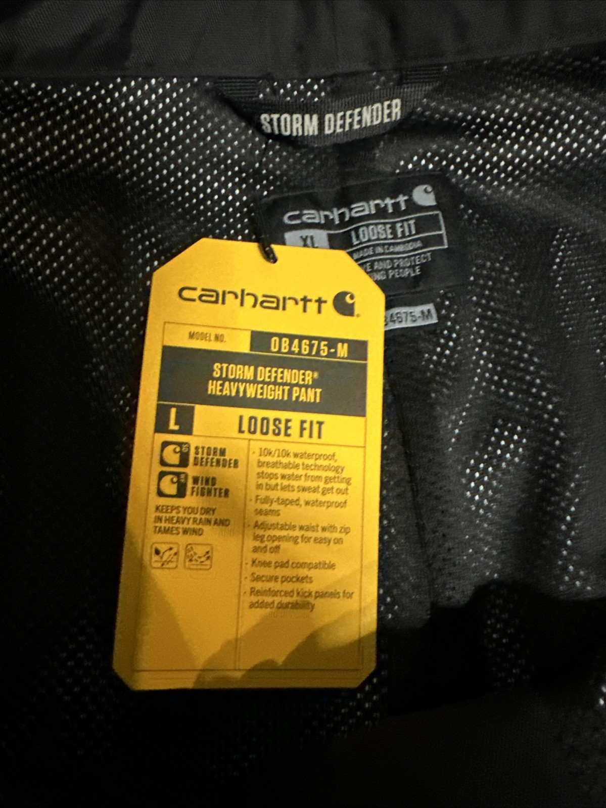 Carhartt Men’s Storm Defender Relaxed Fit Midweight Waterproof Pants Black XL