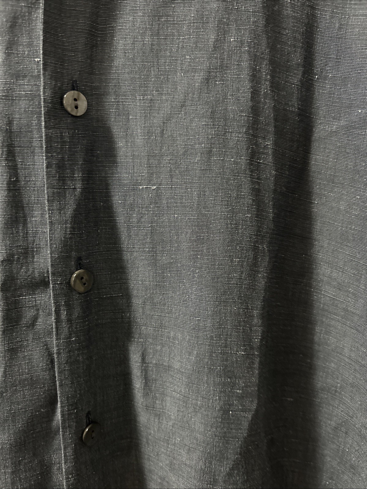 Brandini Silk & Linen Short Sleeve Men’s Medium Blue Button Down Collard Shirt