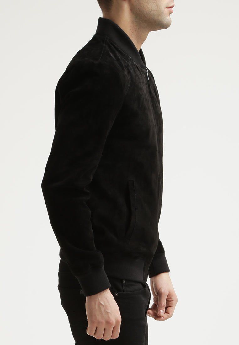 New Men’s Bomber/Flight Suede Black Leather Jacket Slim fit Size XS S M L XL XXL