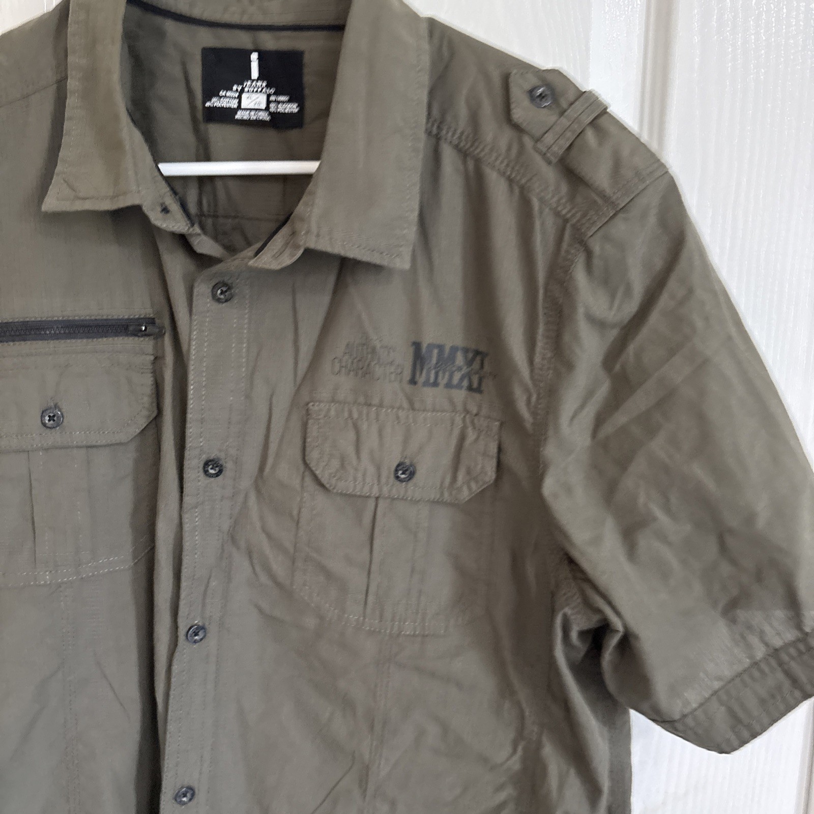 Jeans By Buffalo Cotton Blend Button Up Short Sleeve Utility Fashionable Shirt