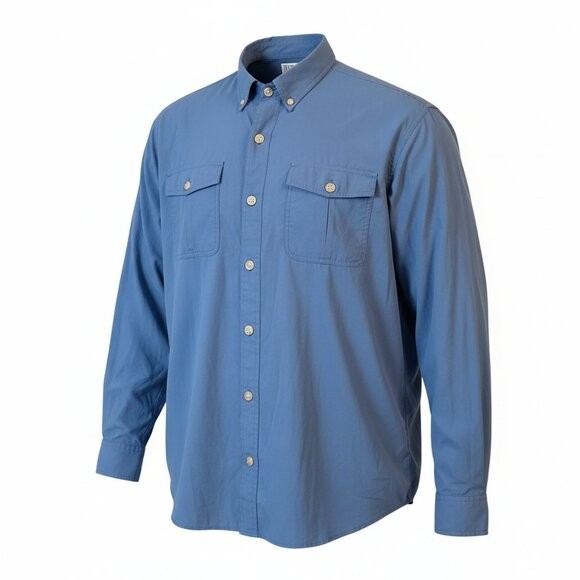 Duluth Trading Vintage Blue Light Nylon Outdoor Long Sleeve Shirt Size 2XL
