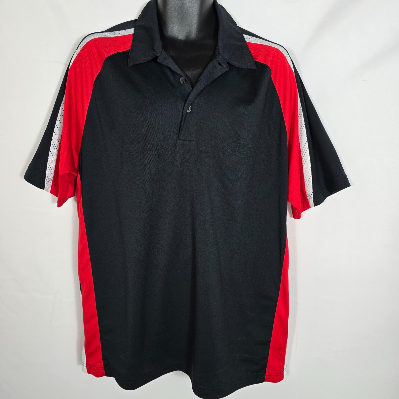Sport-Tek Mens Polo Shirt Top Black Red White Short Sleeve Golf Casual