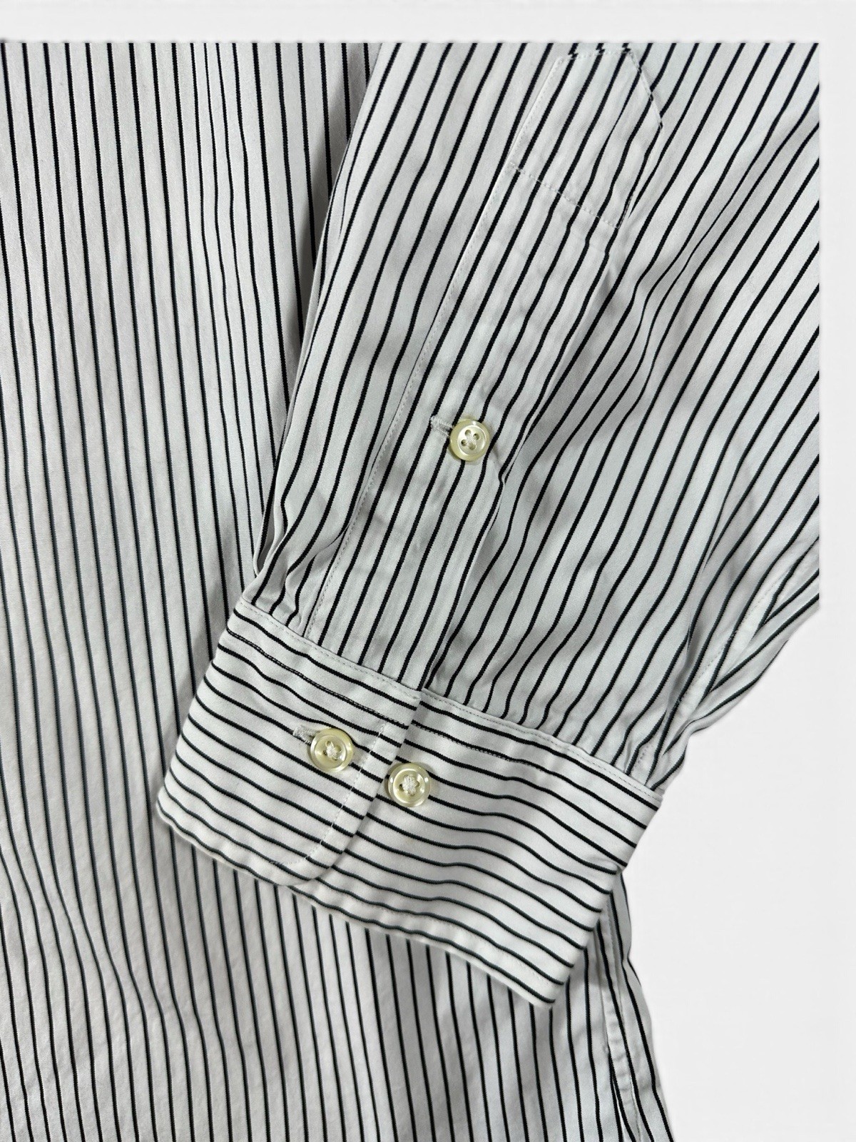 Ralph Lauren Classic Fit Cotton Dress Shirt 17.5 36/37 White/Black Striped