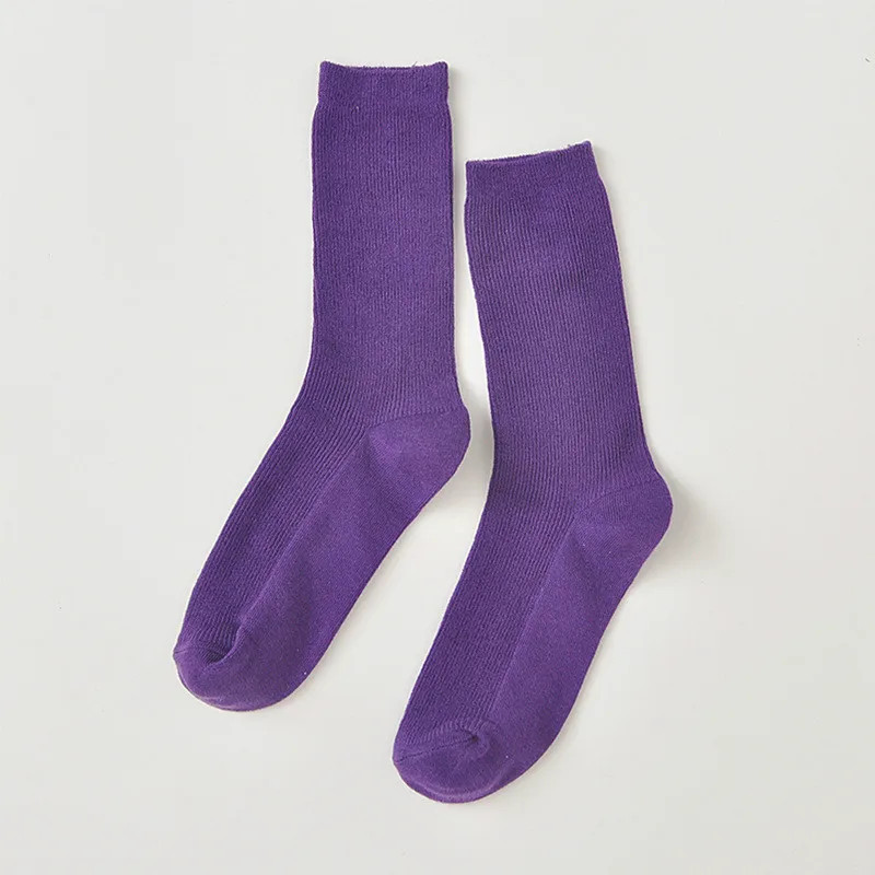 New Color Harajuku Retro Women Lady Cotton Loose Socks Winter in Tube Korean Pur