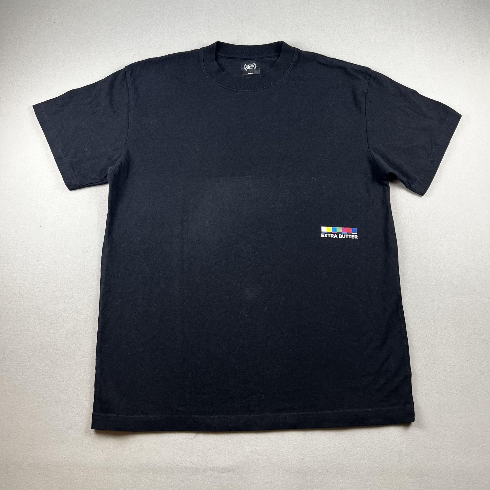 Extra Butter T-Shirt Mens Medium Black Digital Logo Skater Streetwear NYC USA