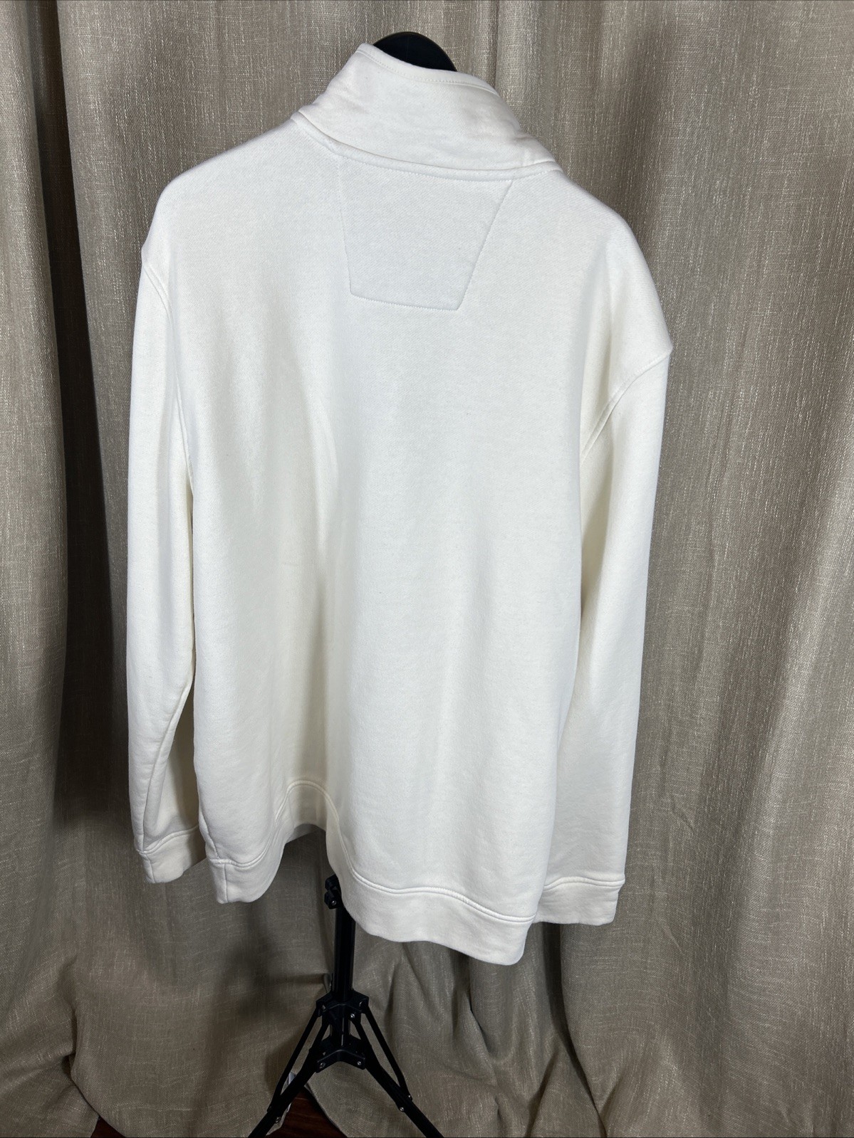 Nautica Zip Pullover X L Navy Blue Contrast Collar White Cream