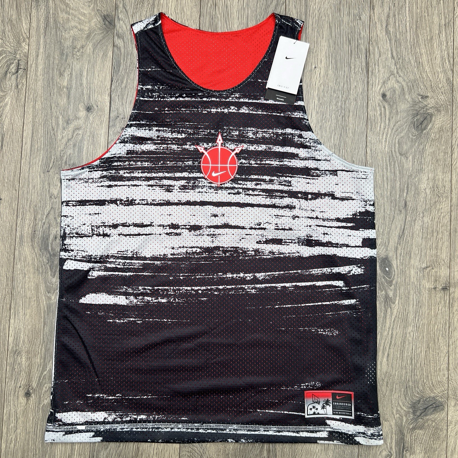 Nike Basketball Jersey Sz XL Mens Red White Dri Fit Mesh Reversible $70