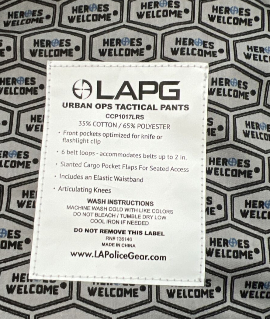 LAPG Men’s Urban Ops Tactical Pants 46xUNH Gray LA Police Gear NWT