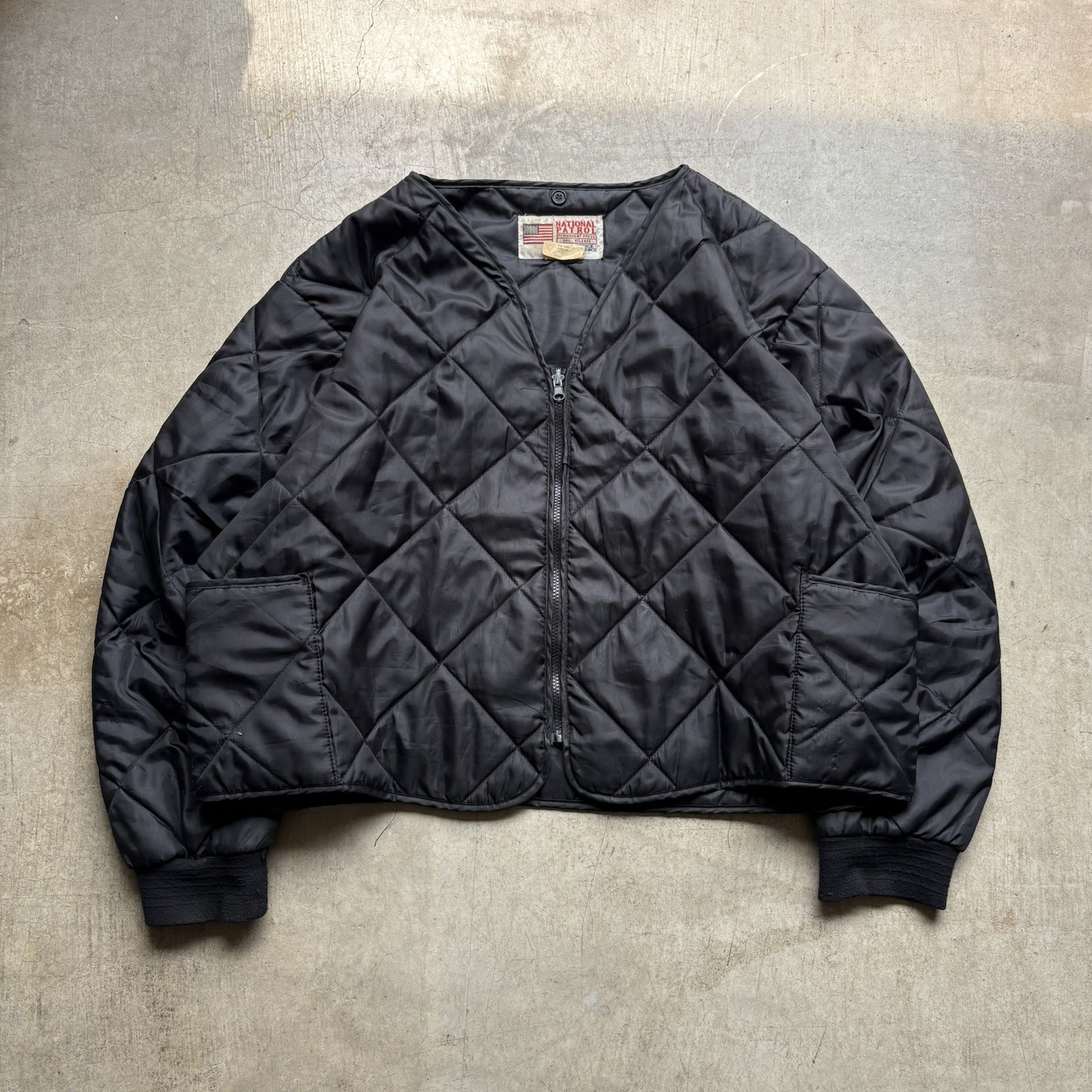 National Patrol Men’s Black Insulated Quilted Jacket 3XL Full Zip V-Neck