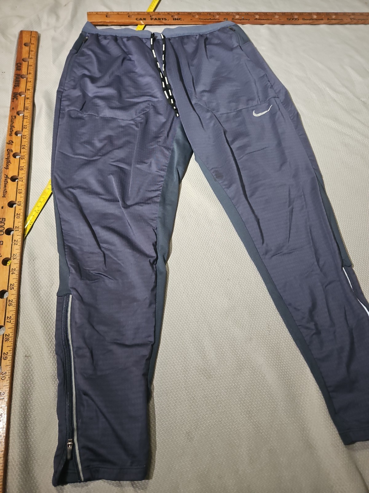 Nike Pants Mens L Blue Gray Phenom Elite Running Gym Joggers Ankle Zip Active