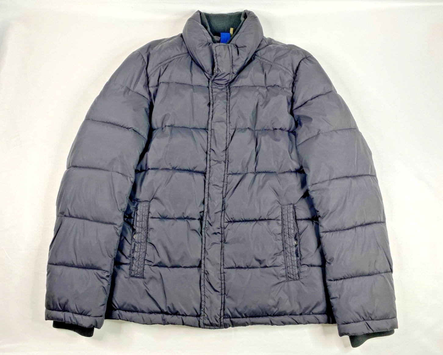 Andrew Marc Men’s Med Gray Jacket Puffer Hoodless Acrylic Sleeve Heavy Full Zip