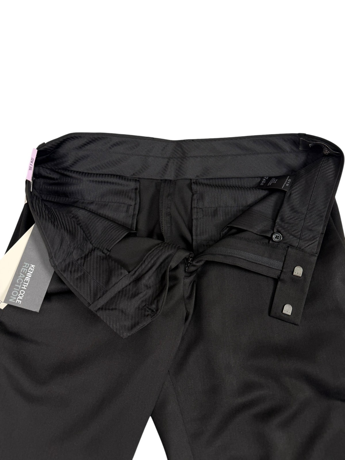 Kenneth Cole Reaction Slim Fit Dress Pants 32×30 Black Urban Heather NWT Flat Fr
