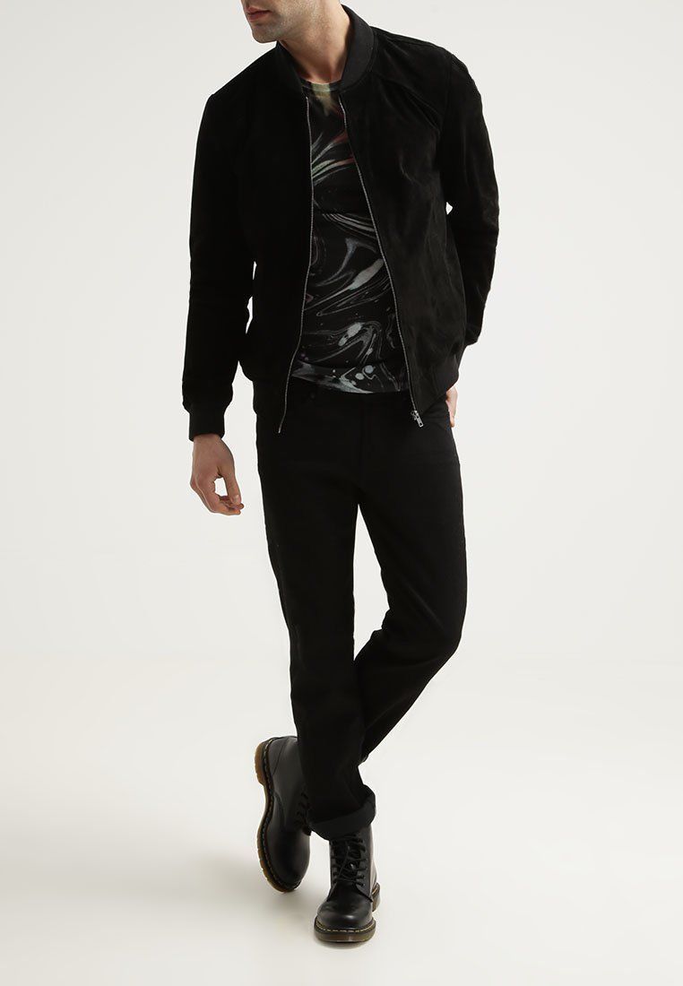 New Men’s Bomber/Flight Suede Black Leather Jacket Slim fit Size XS S M L XL XXL