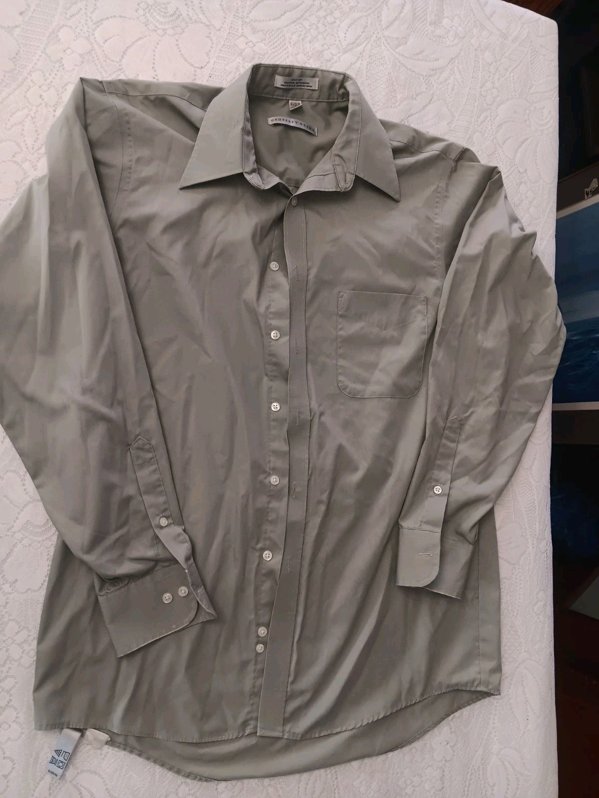 Geoffrey Beene Wrinkle Free Men’s M Button Up Dress Shirt Gray 15.5 34/35