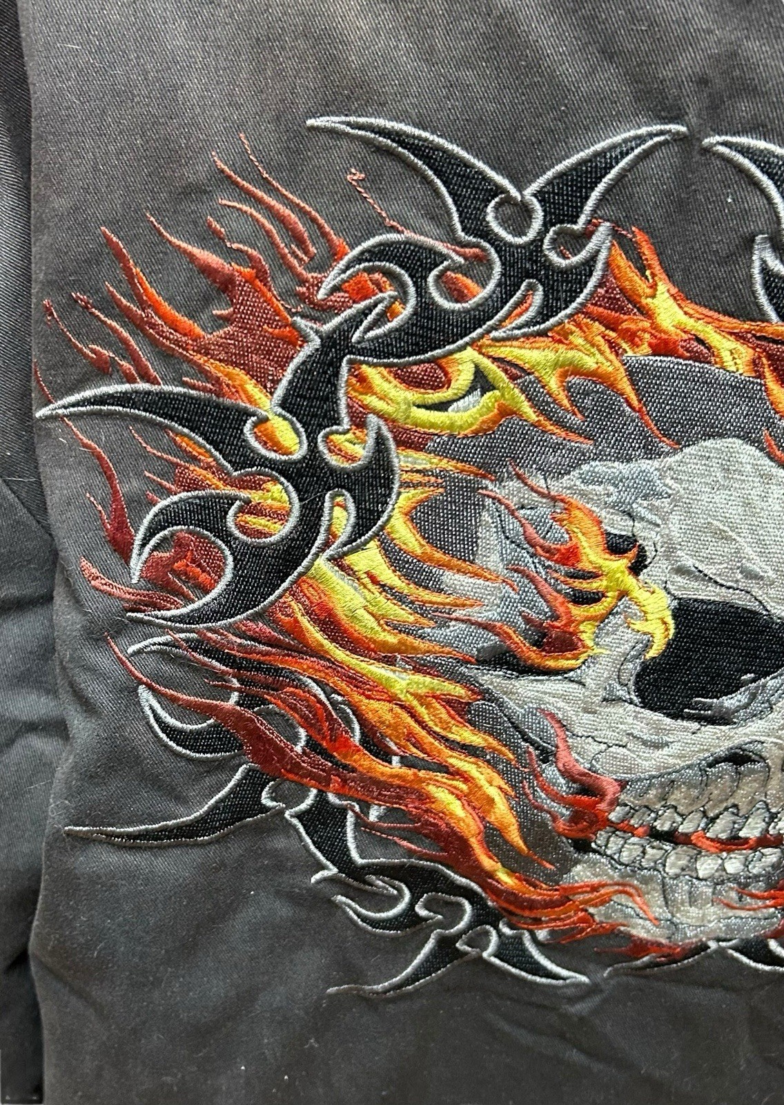 Hot Leathers Men’s Polyester Motorcycle Jacket Burning Skull Size 3XL Black