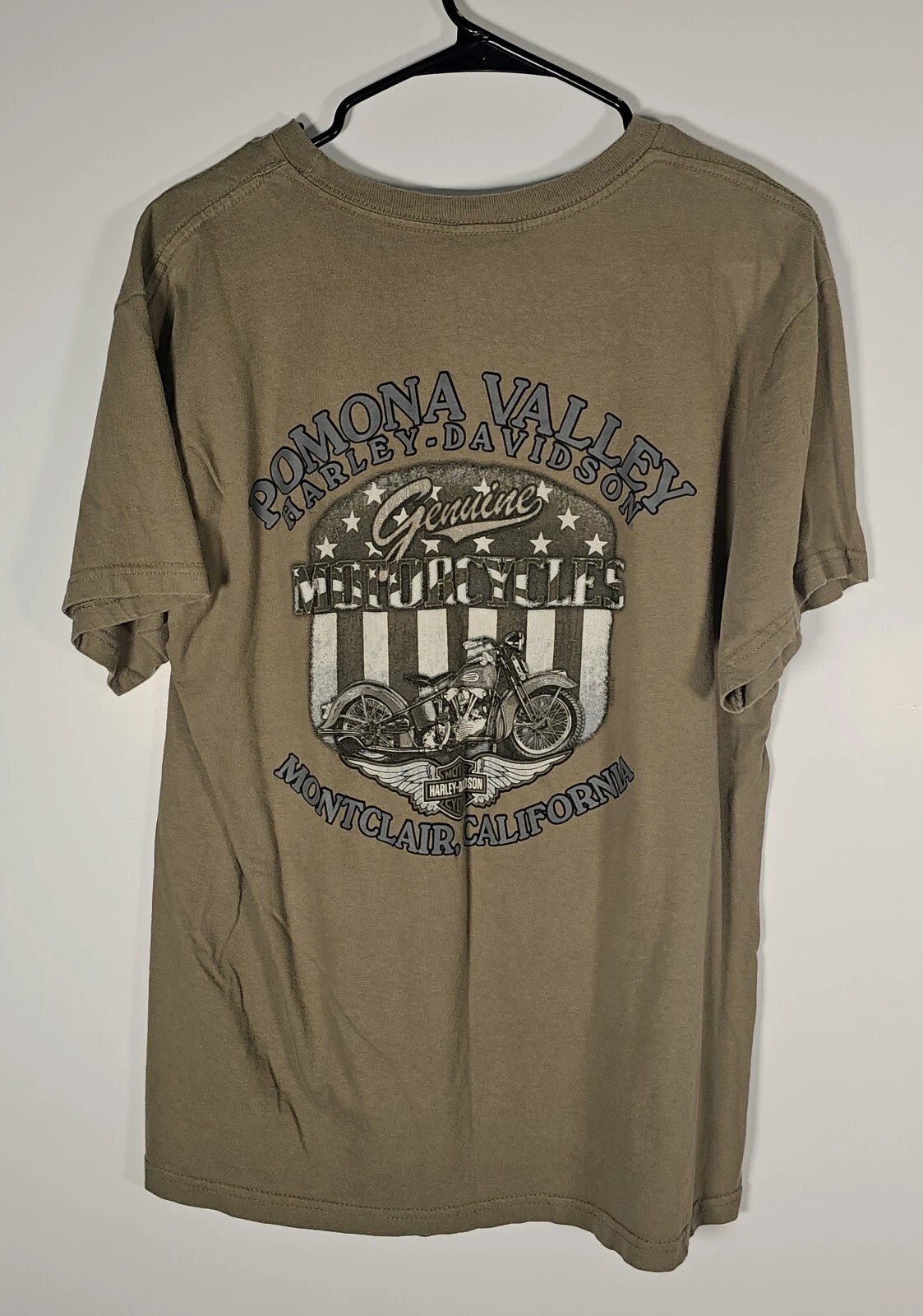 Harley Davidson men T-Shirt L green from 2016 print front and back 100% cotton