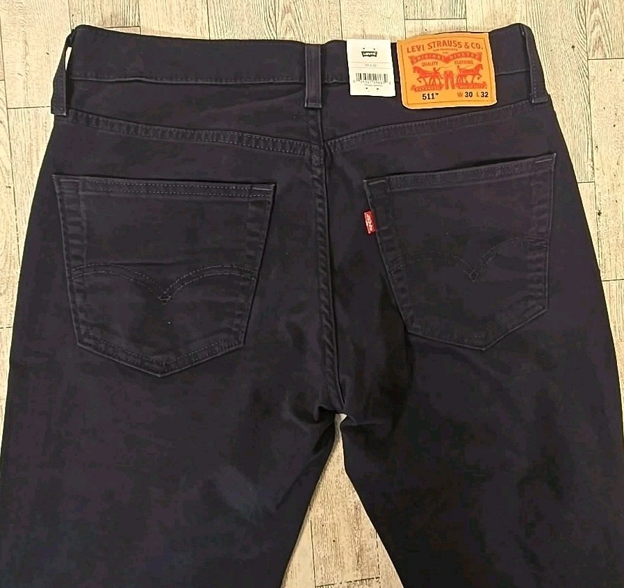 Levi’s 511 Slim Pants 30×32 Blue Sits Below Waist Mens Stretch NEW