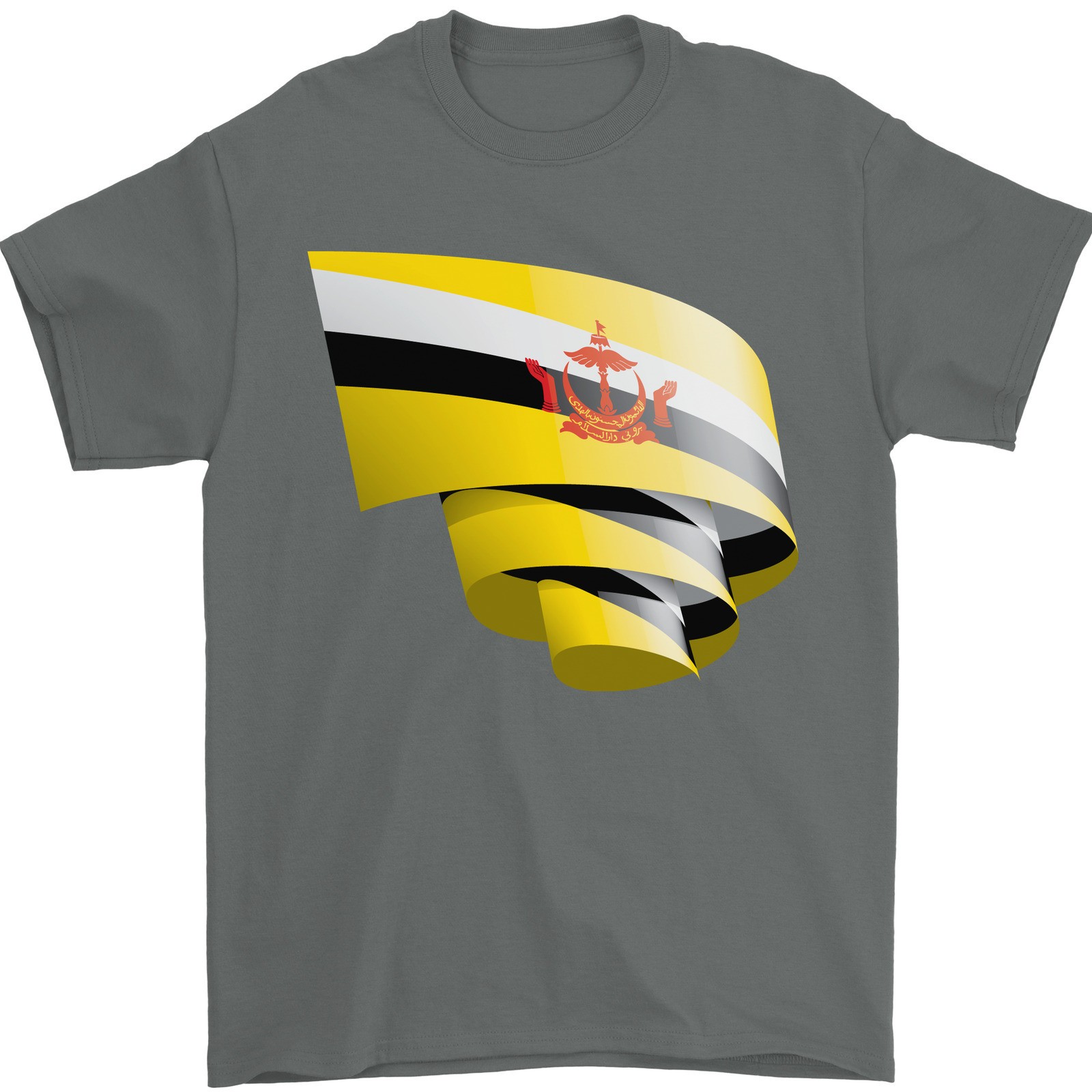 Curled Brunei Flag Bruneian Day Football Mens T-Shirt 100% Cotton
