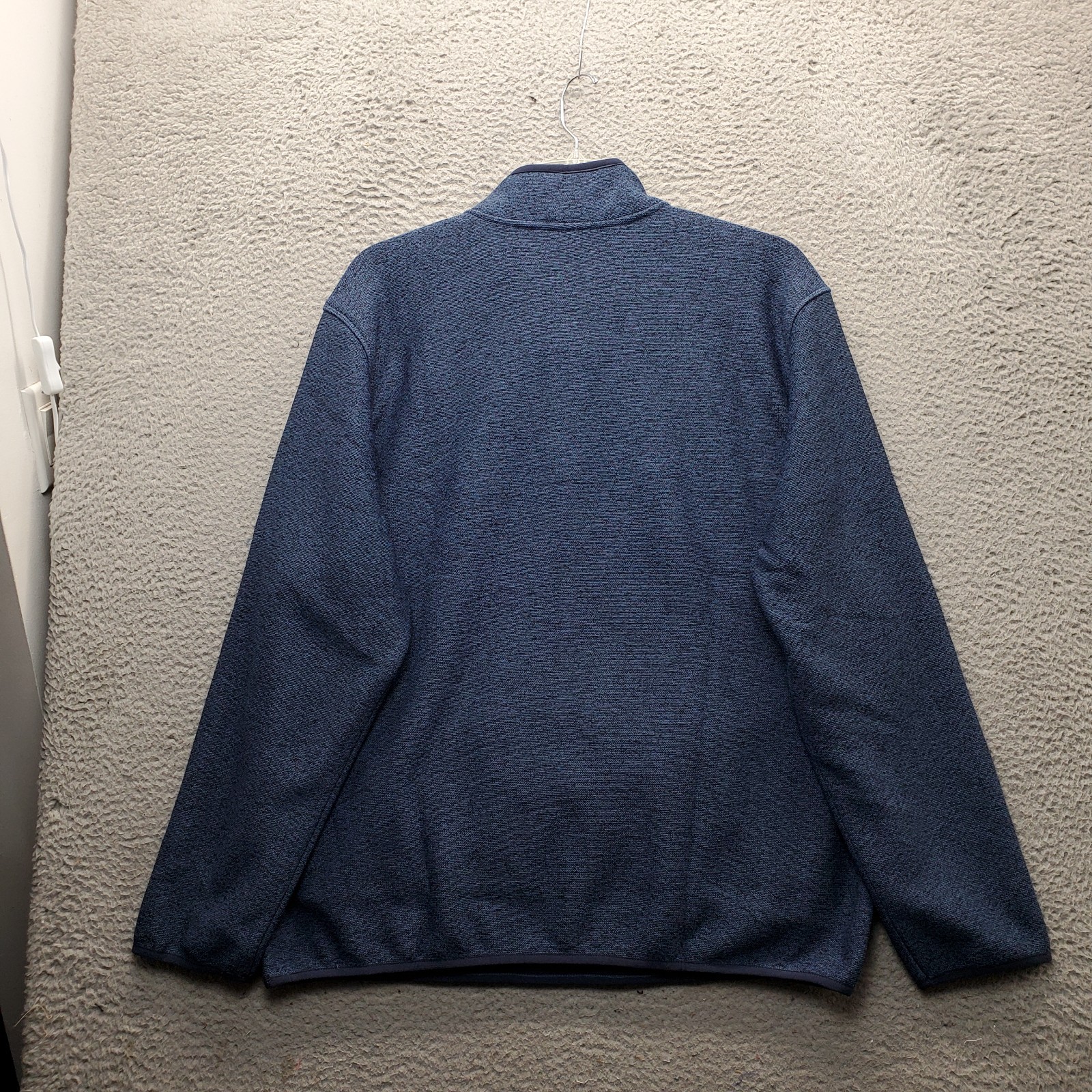 Eddie Bauer Fleece Knit Sweater Mens XL Blue Long Sleeve Quarter Snap EB008606