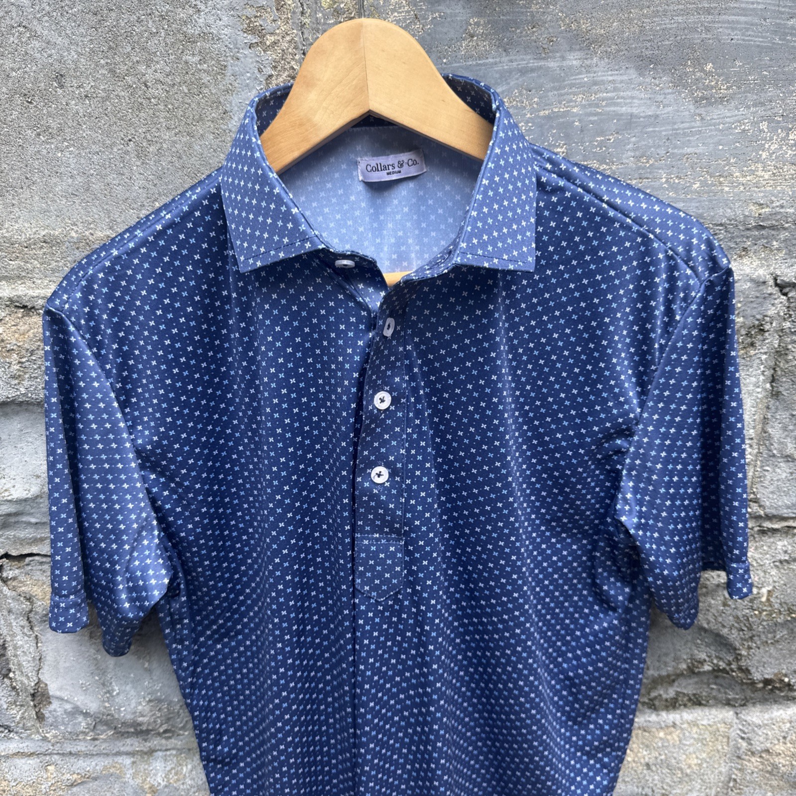 Collars And Co Men’s Size Medium Short Sleeve Polo Golf Shirt Blue