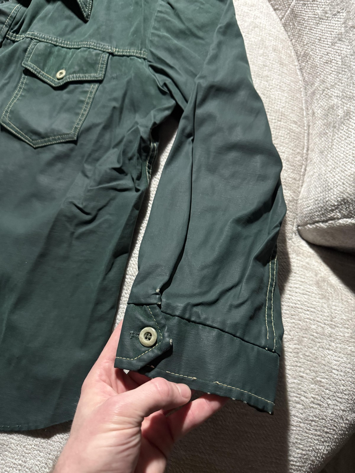 Vintage ~80s William Barry Jacket XL Green Cotton Twill Utility Military Style