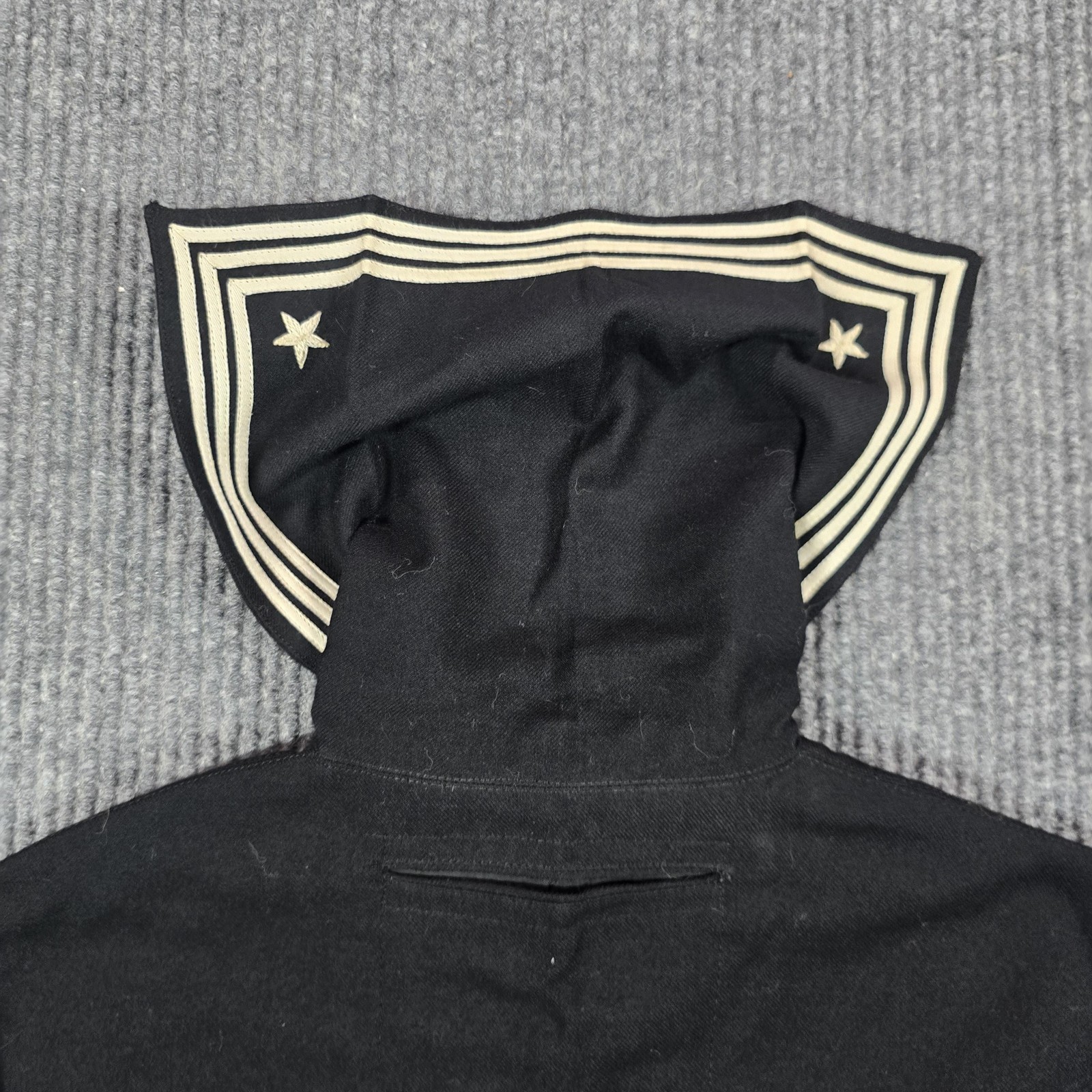 Vintage Navy Sailor Jacket Mens 34 Black Wool Uniform Pullover Military Collar